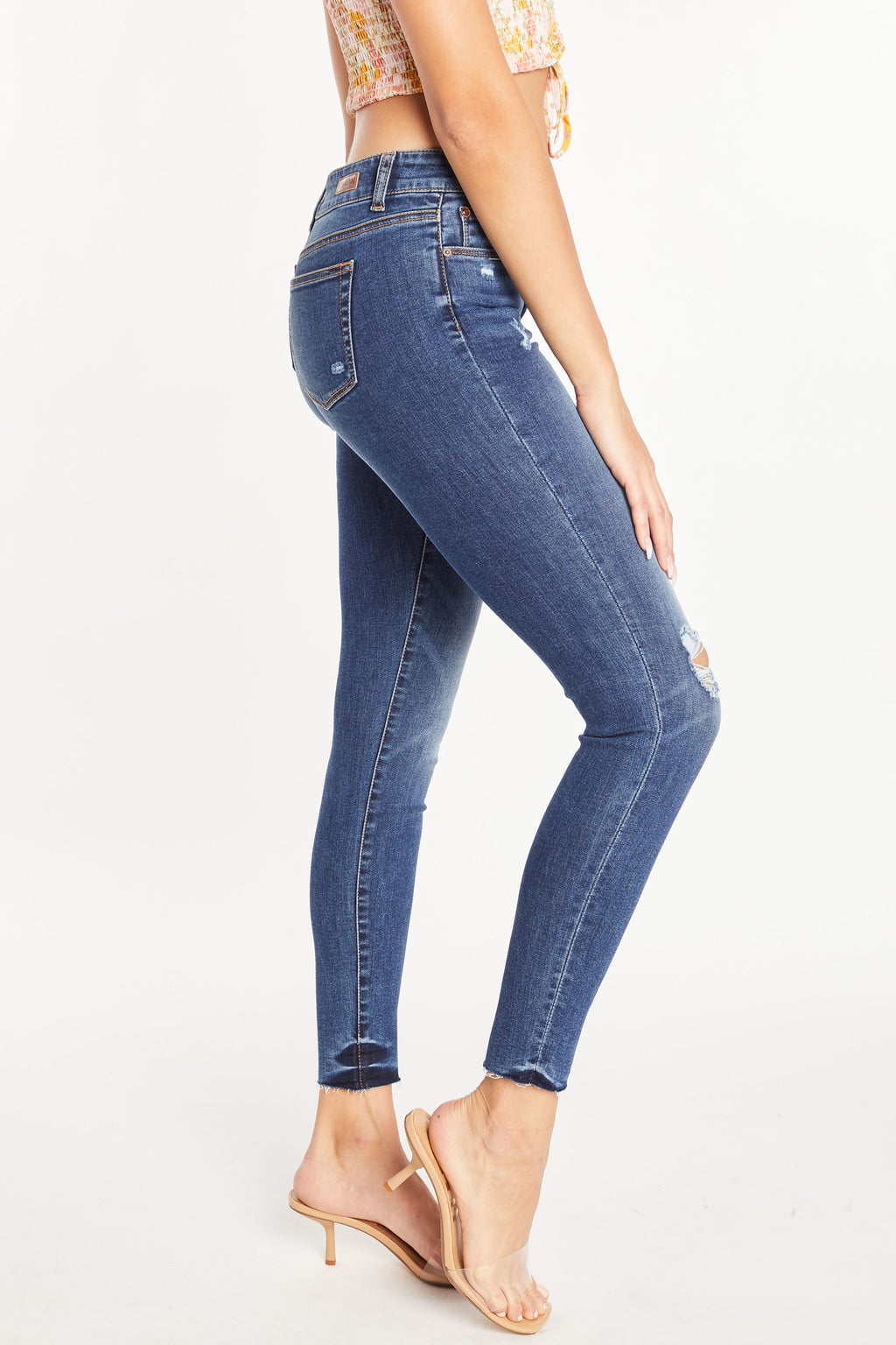 Mid Rise 5 Pocket Ankle Skinny Jeans